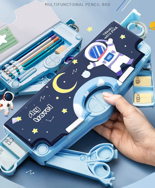 Space Theme Multifunctional Pencil Box for Kids