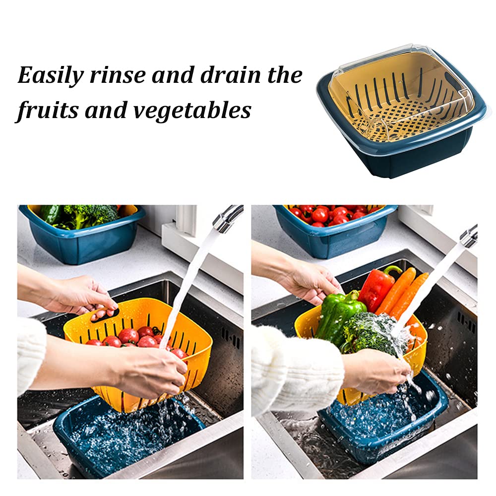 2-in-1 Kitchen Washing Basket with Lid Set