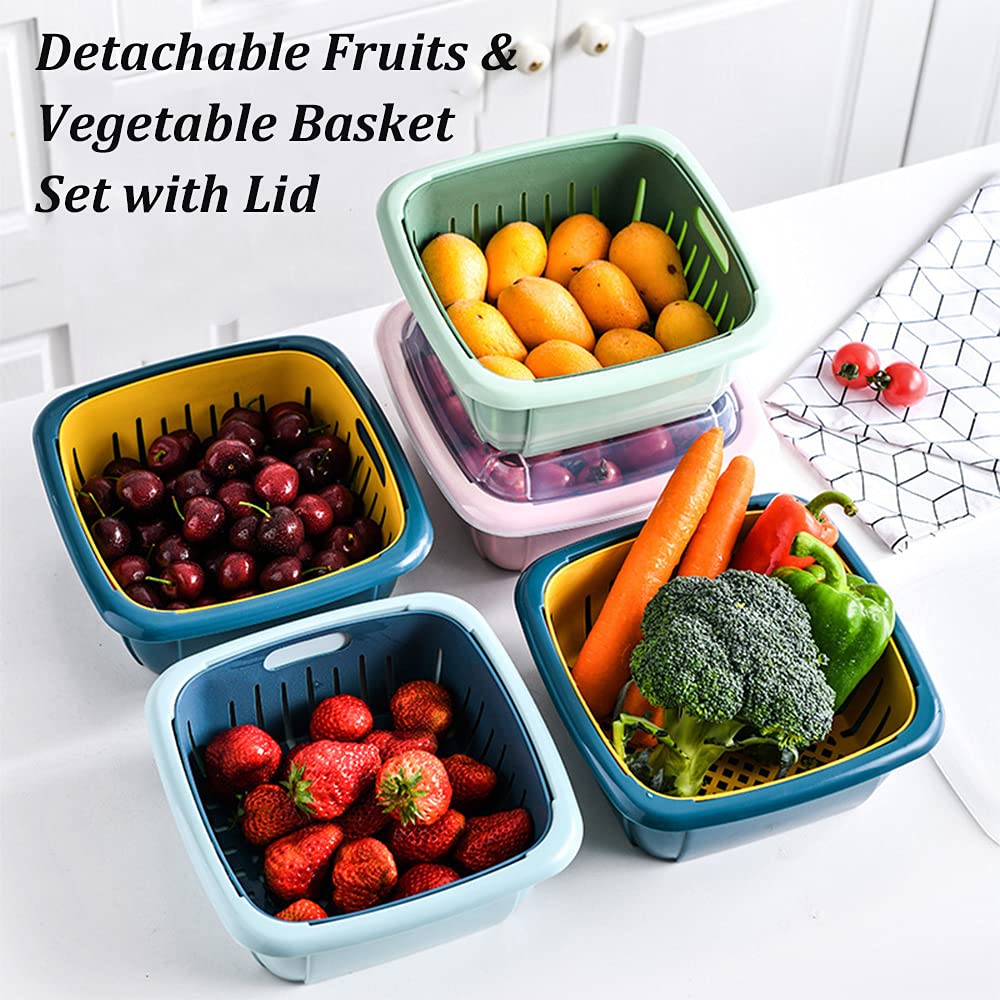 2-in-1 Kitchen Washing Basket with Lid Set